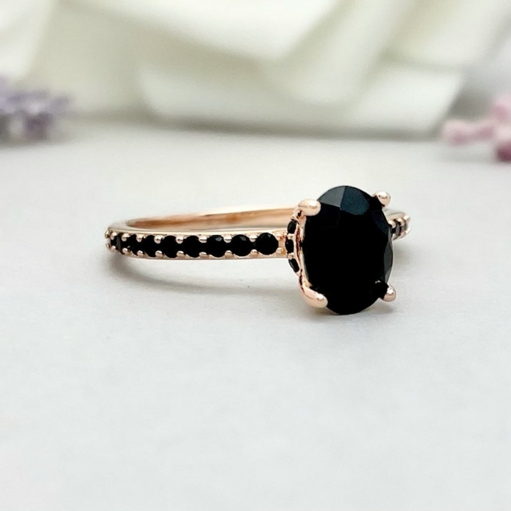 NIB, rose gold and black onyx cocktail ring.